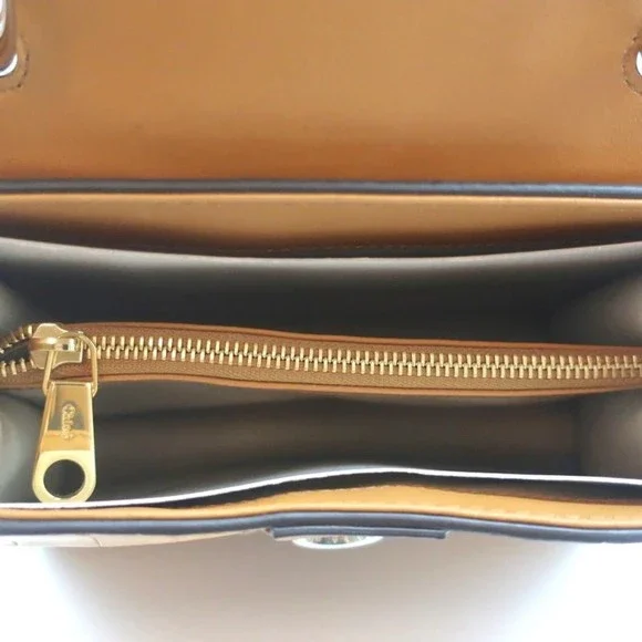 Chloe Small Aby Day Bag Autumnal Brown Croc-Embossed Leather Crossbody Tote NEW - Picture 10 of 12